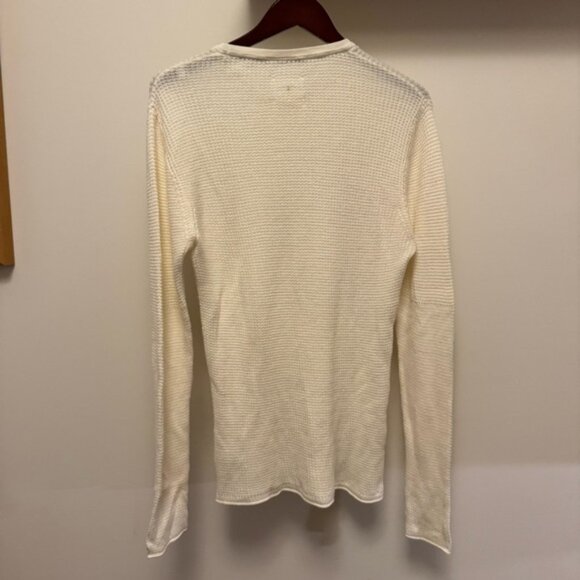 Billy Reid Mini Waffle Crew Long Sleeve Cotton Cashmere Sweater - Picture 5 of 6